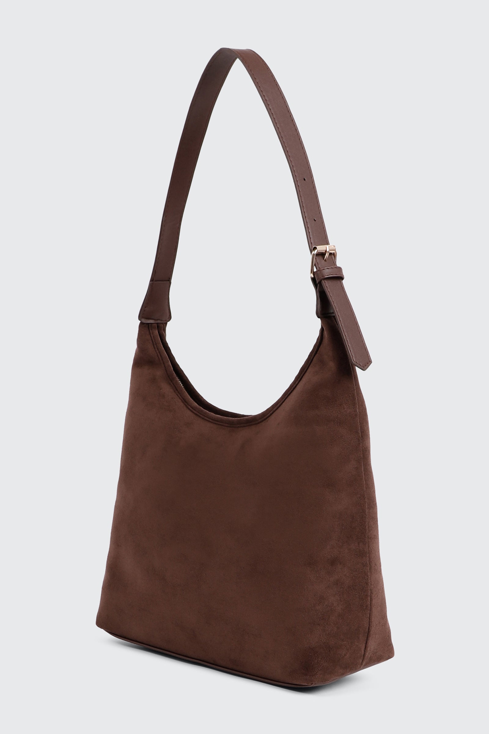 Faux Suede Shoulder Bag with Buckle Detail – Ardene