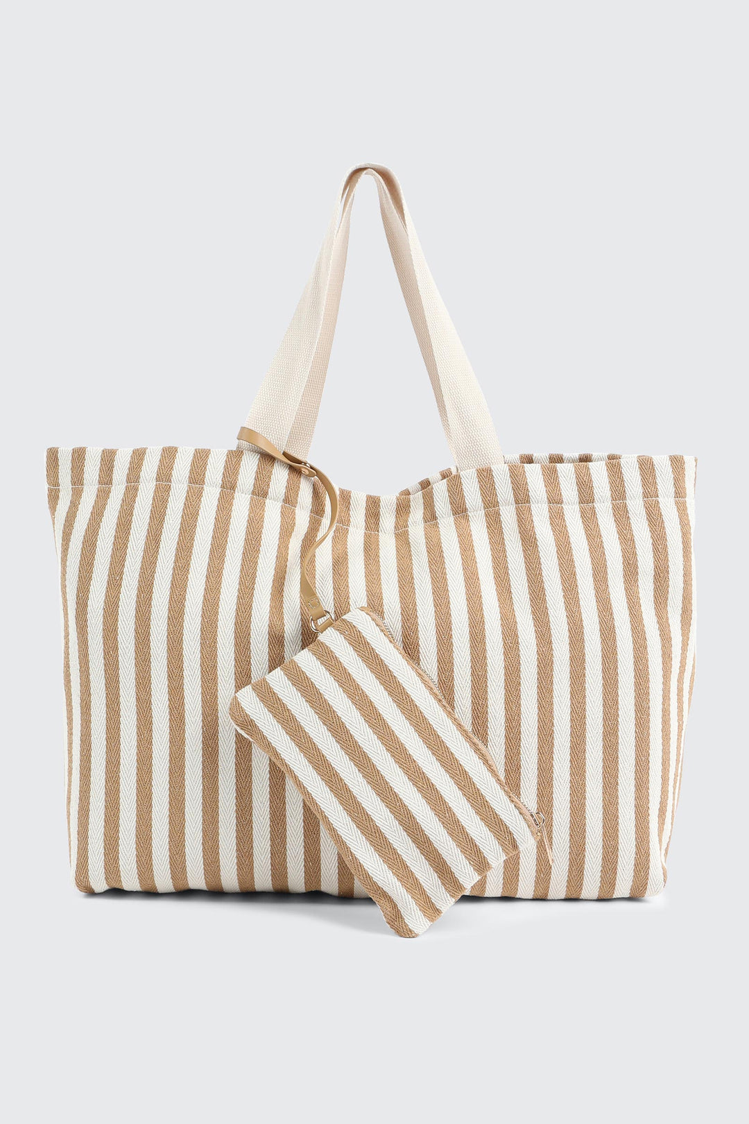 Canvas Woven Tote with Interior Pouch