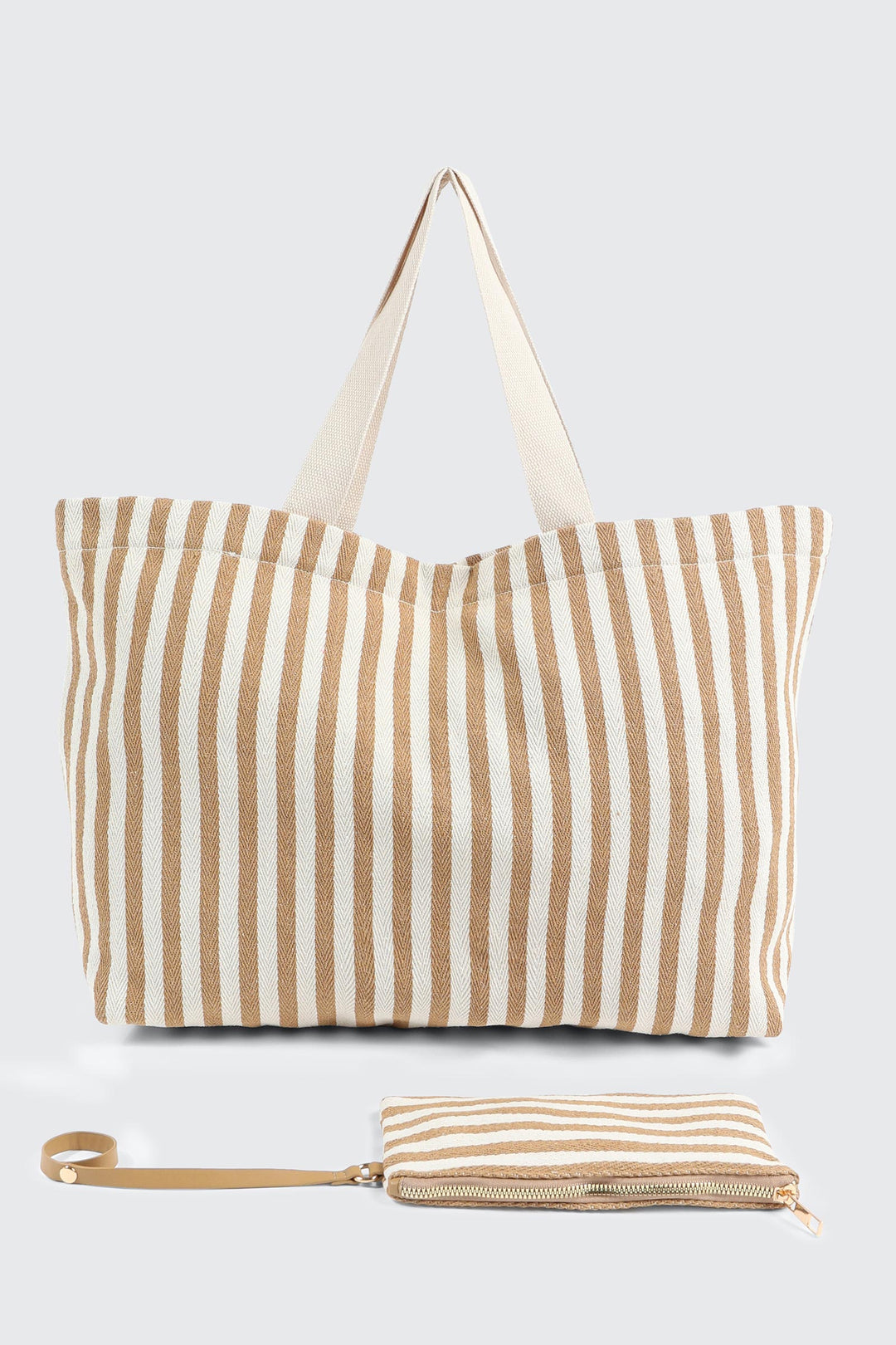 Canvas Woven Tote with Interior Pouch