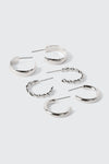 3-Pack 14K White Gold Plated Hoop Earrings