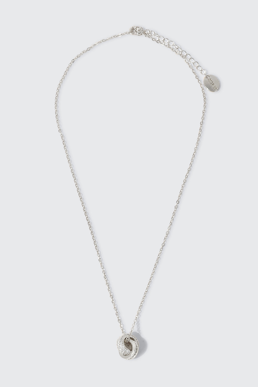 14K White Gold Plated Interlocking Loop Necklace