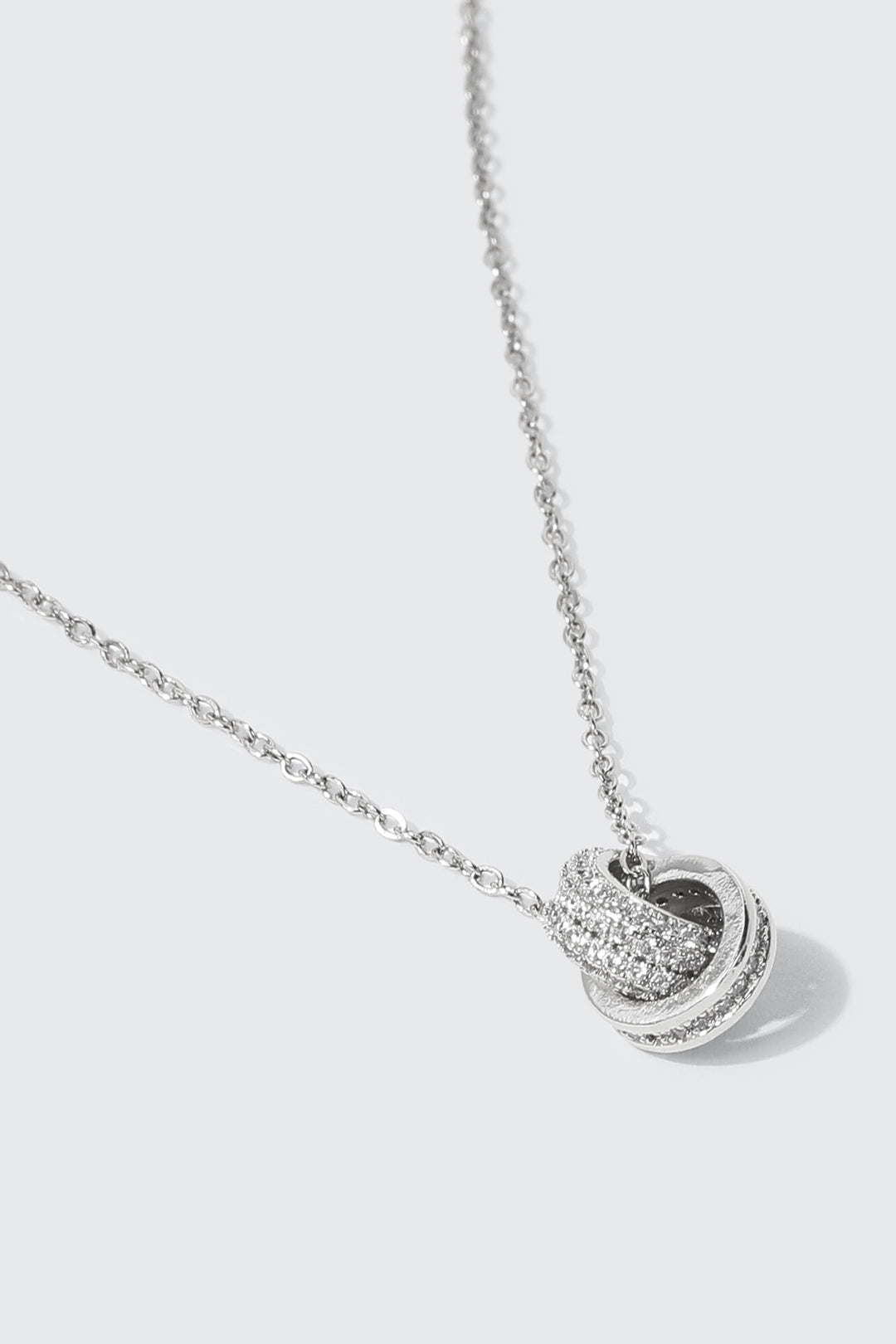 14K White Gold Plated Interlocking Loop Necklace