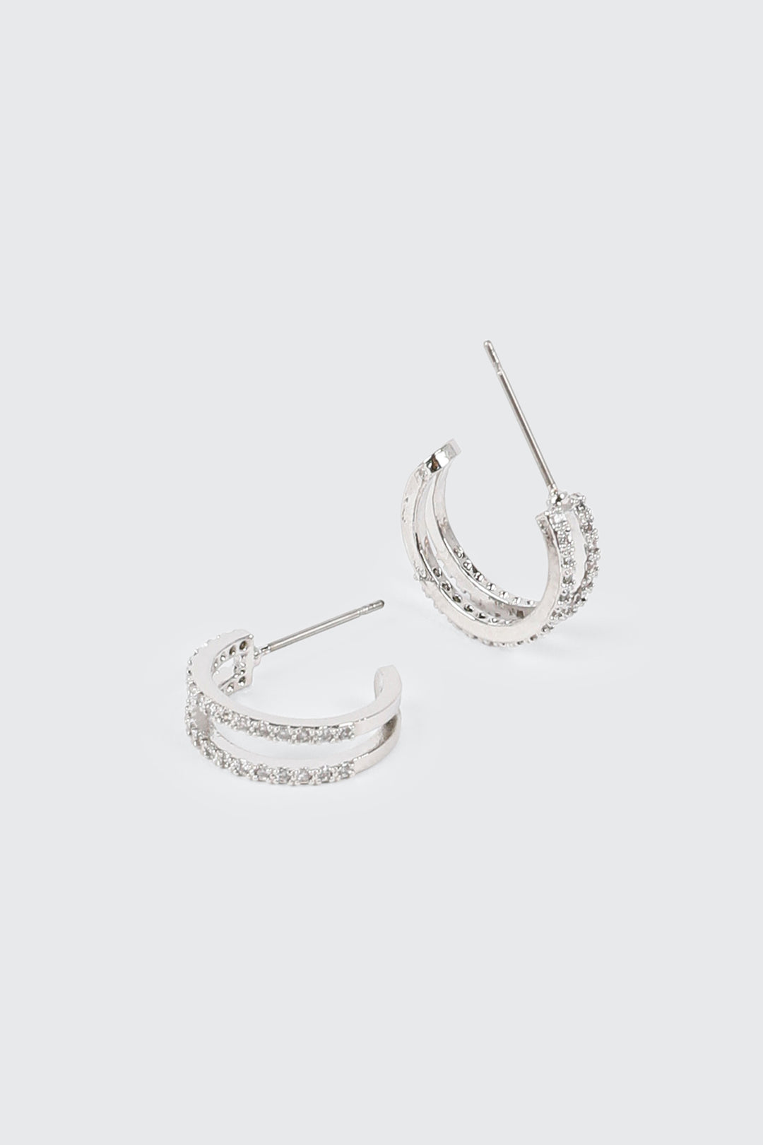 14K White Gold Plated Hoop Earrings