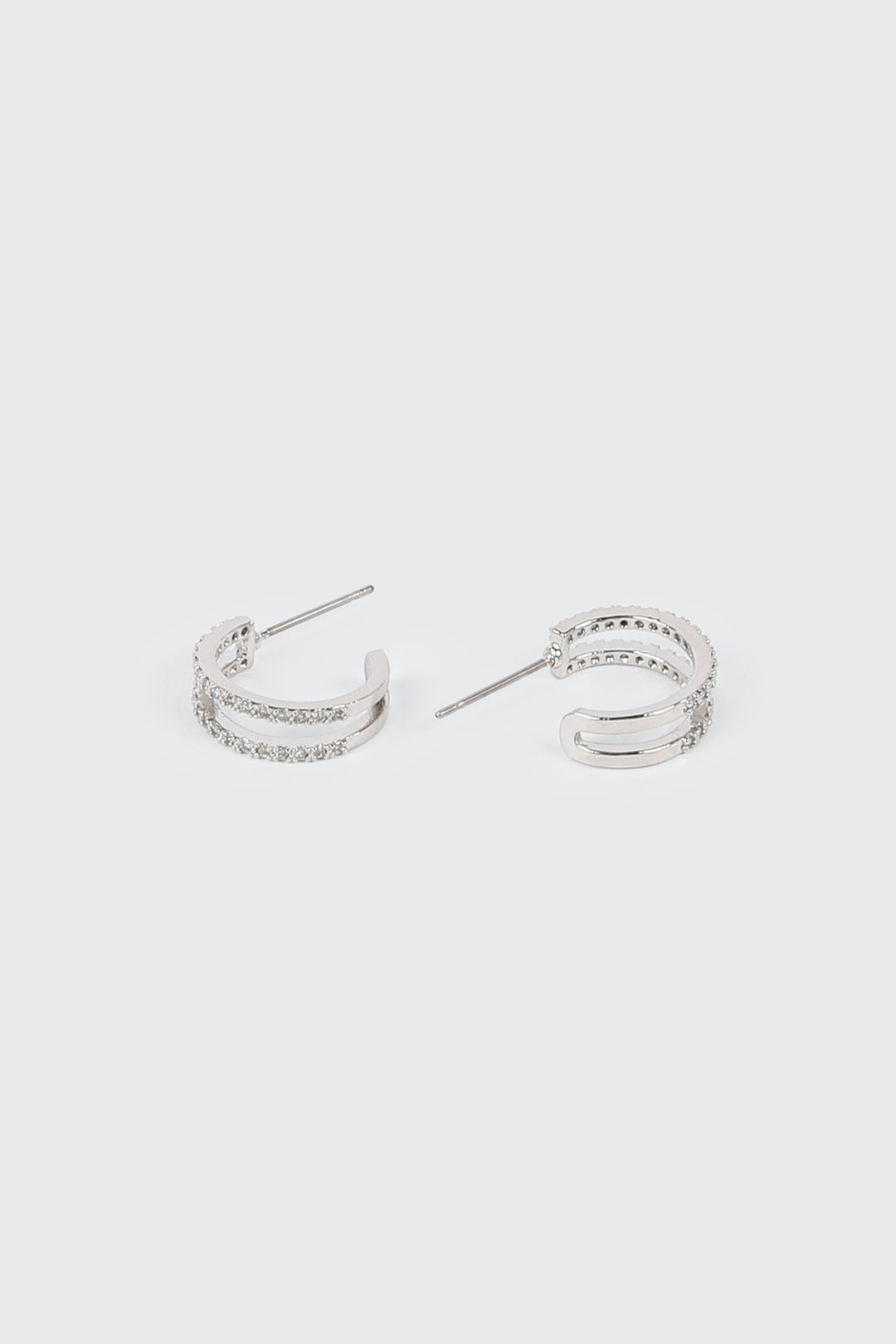 14K White Gold Plated Hoop Earrings