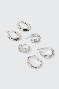3 Pairs Mixed Hoop Earrings