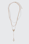 Layered Pearl Charm Necklace