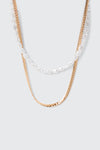 Layered Faux Pearl Chain Necklace