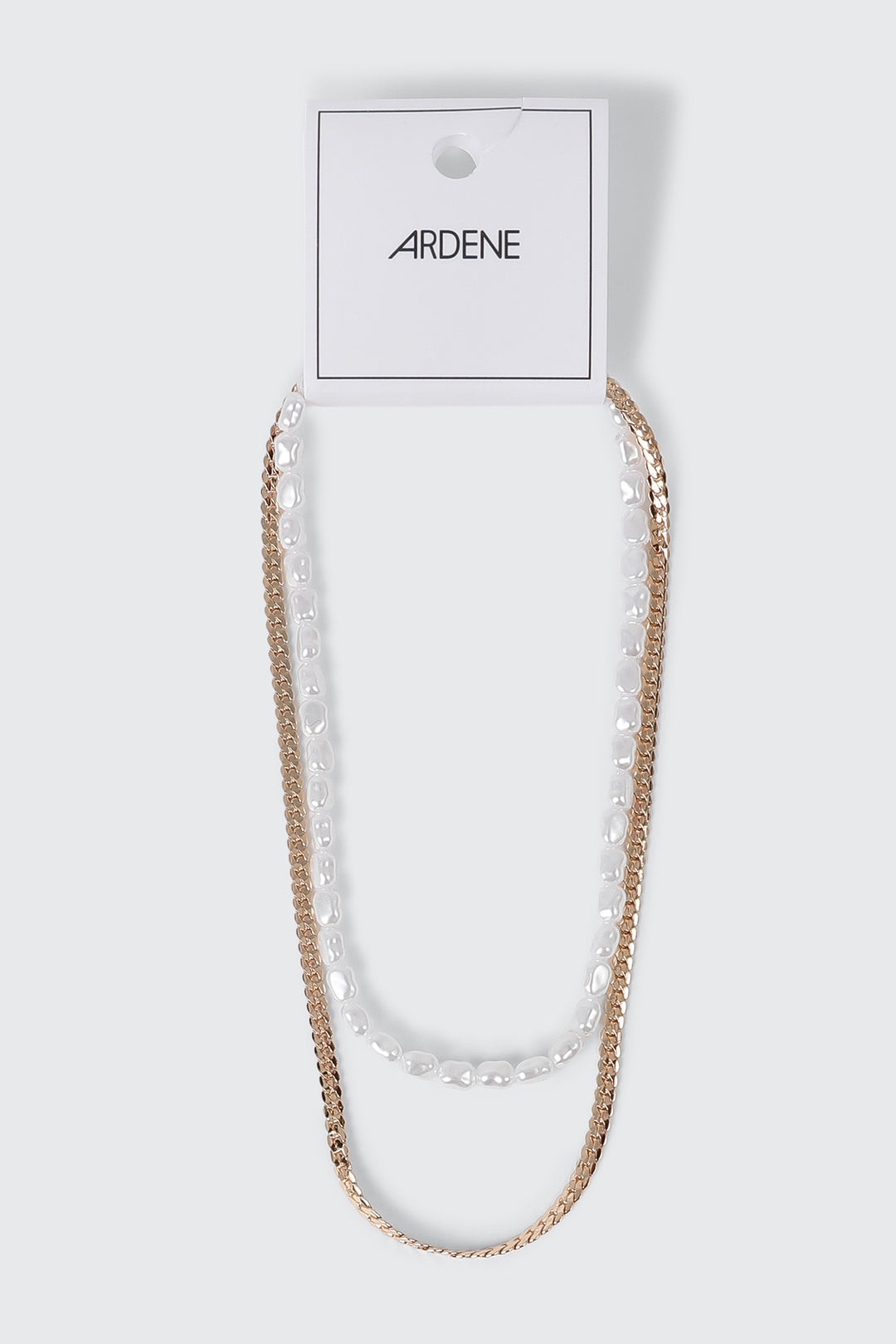 Layered Faux Pearl Chain Necklace