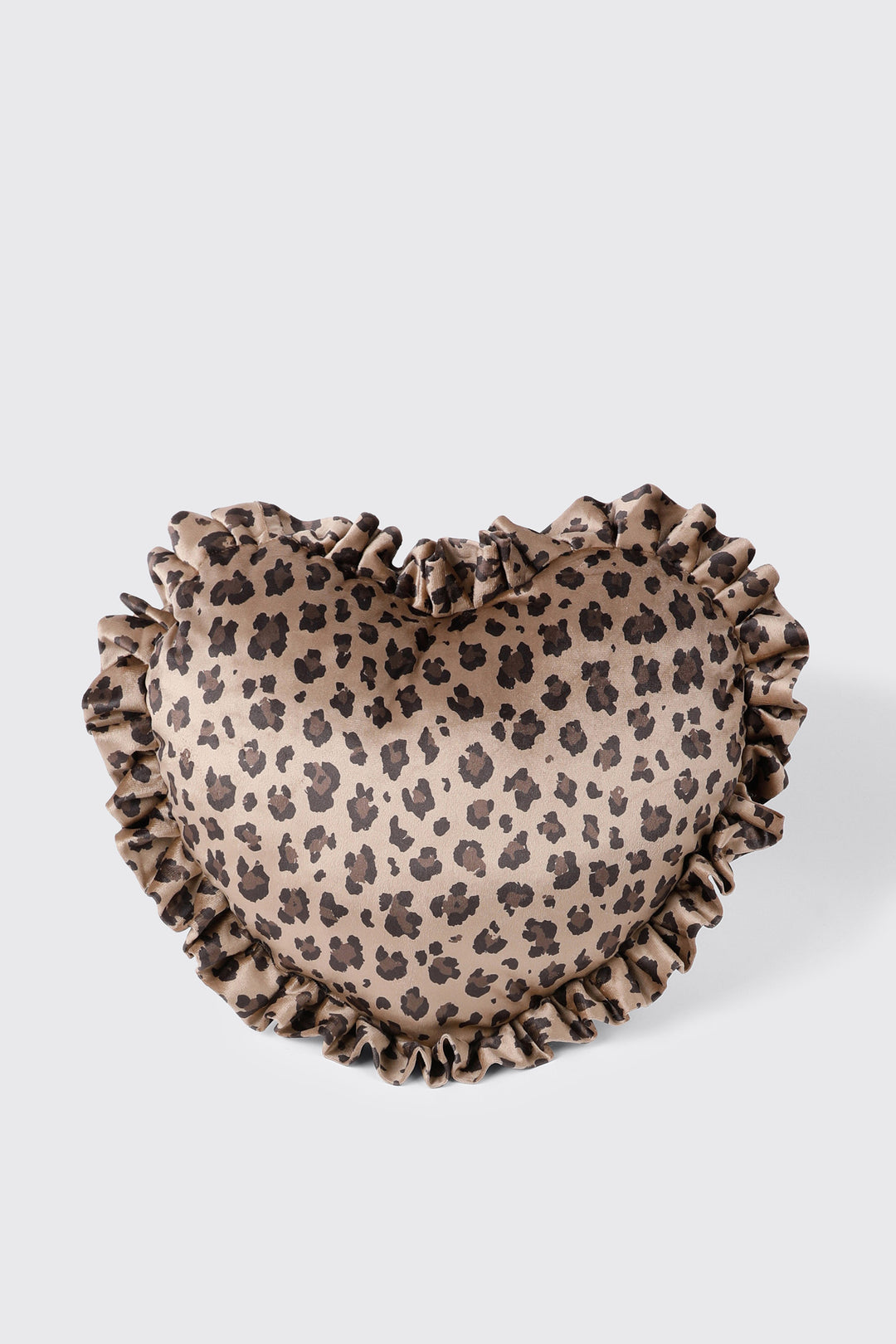 Leopard Ruffle Heart Velvet Pillow