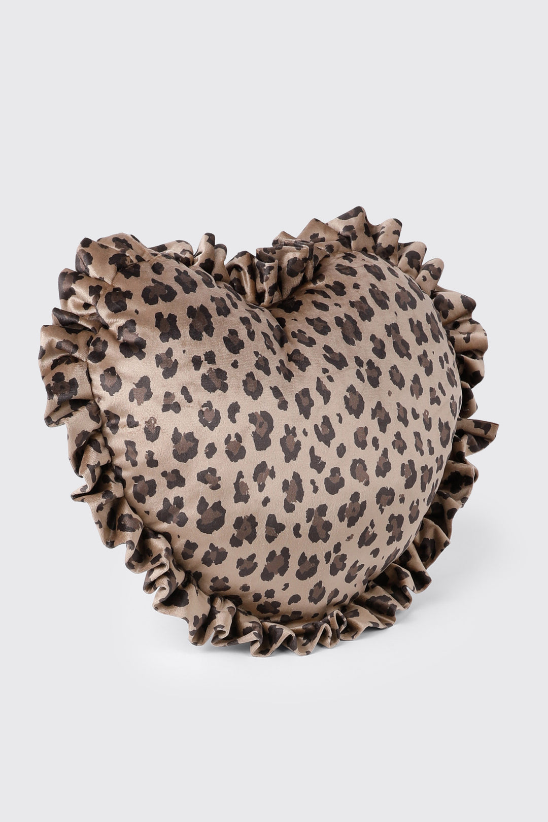 Leopard Ruffle Heart Velvet Pillow