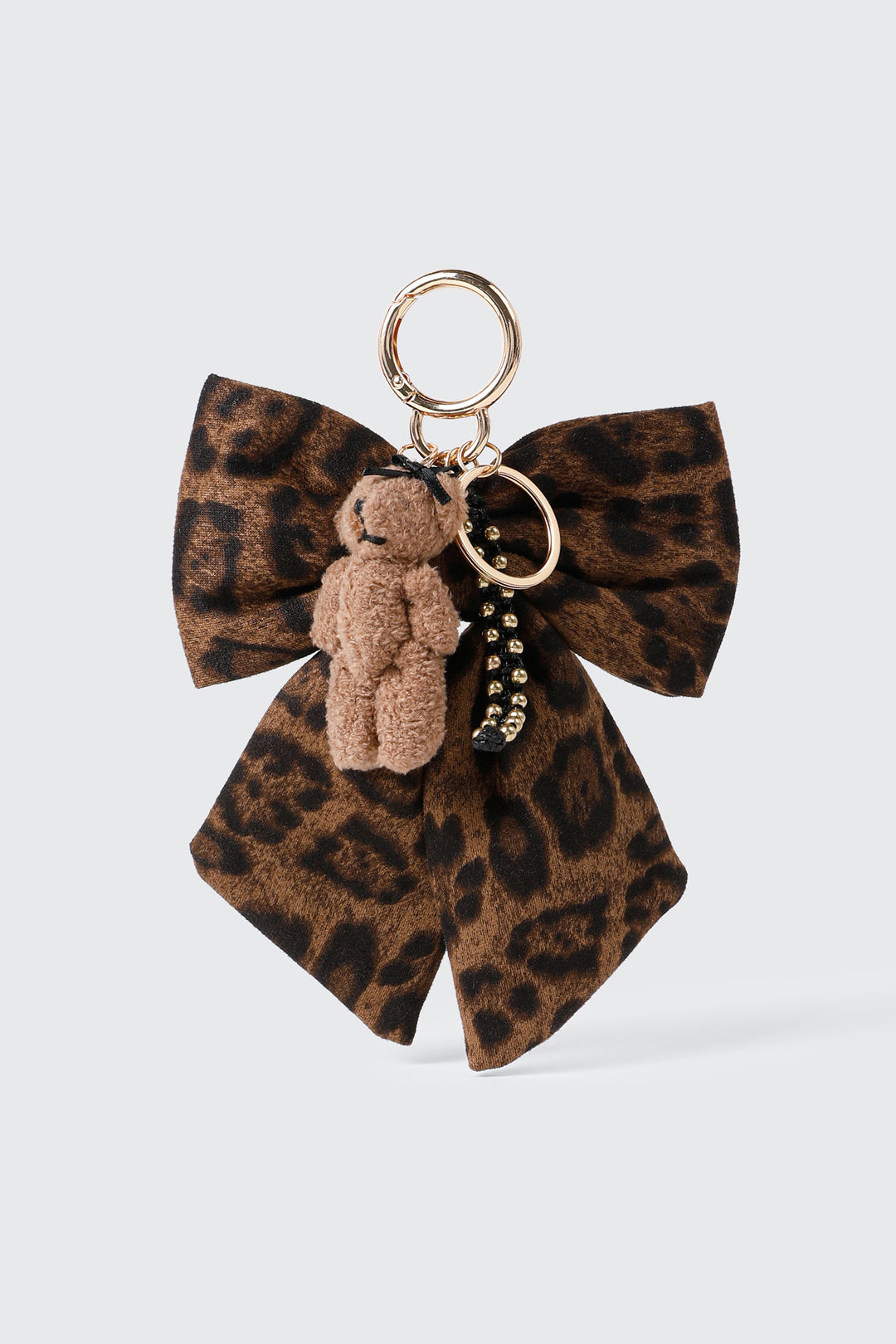 Porte-clés ourson avec boucle léopard