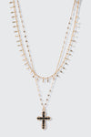 Collier à pendentif croix superposé