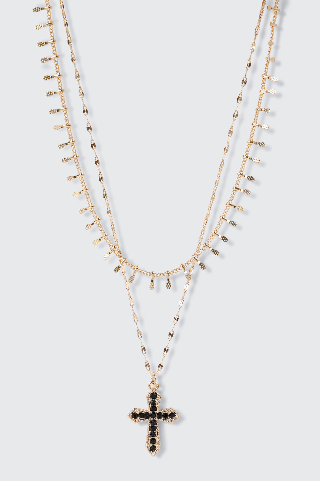 Collier à pendentif croix superposé