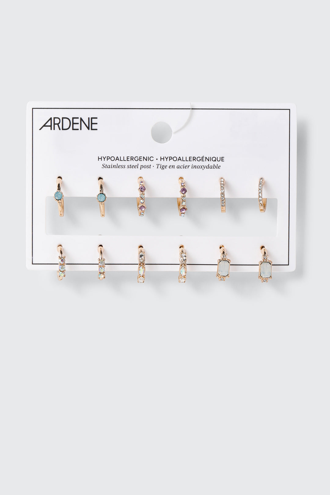 6-Pack Colored Stone Hoop Earrings
