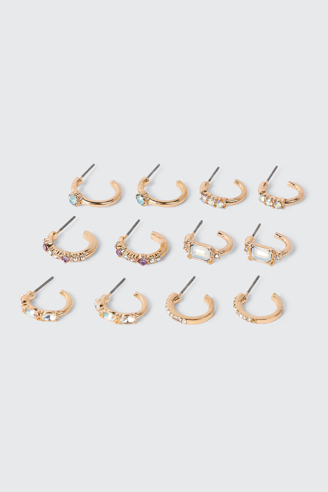 6-Pack Colored Stone Hoop Earrings