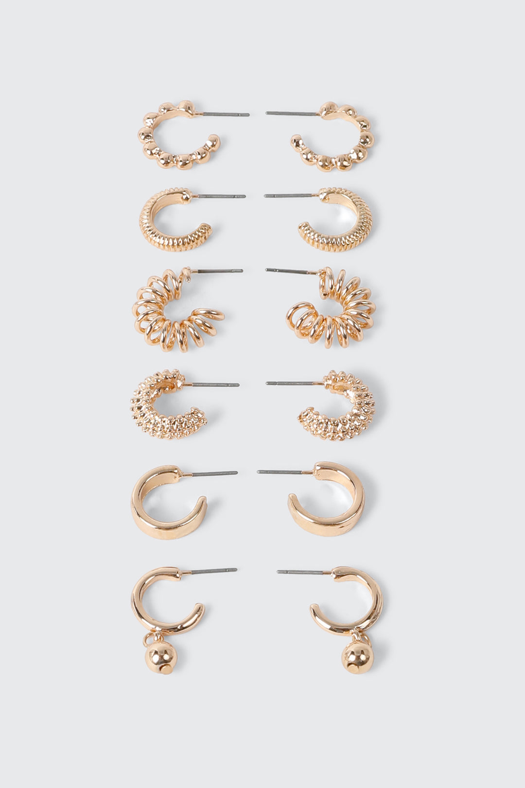 6-Pack Mixed Textured Hoop Earrings
