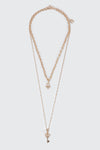 Collier à 2 rangs avec cadenas en cœur