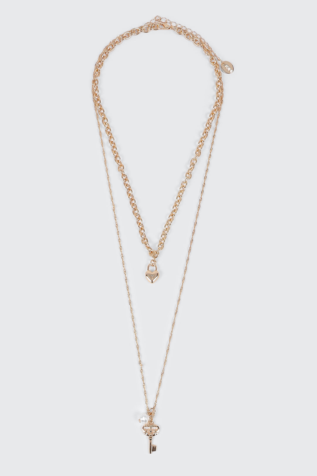 Collier à 2 rangs avec cadenas en cœur