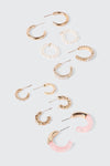 6 Pairs Pearl Hoop Earring Set