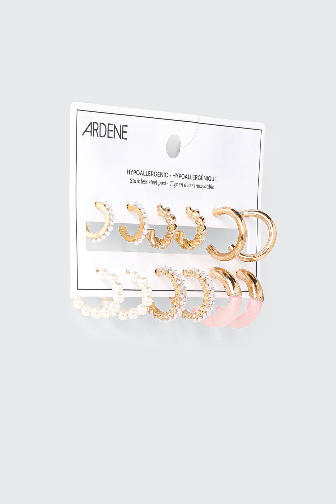 6 Pairs Pearl Hoop Earring Set