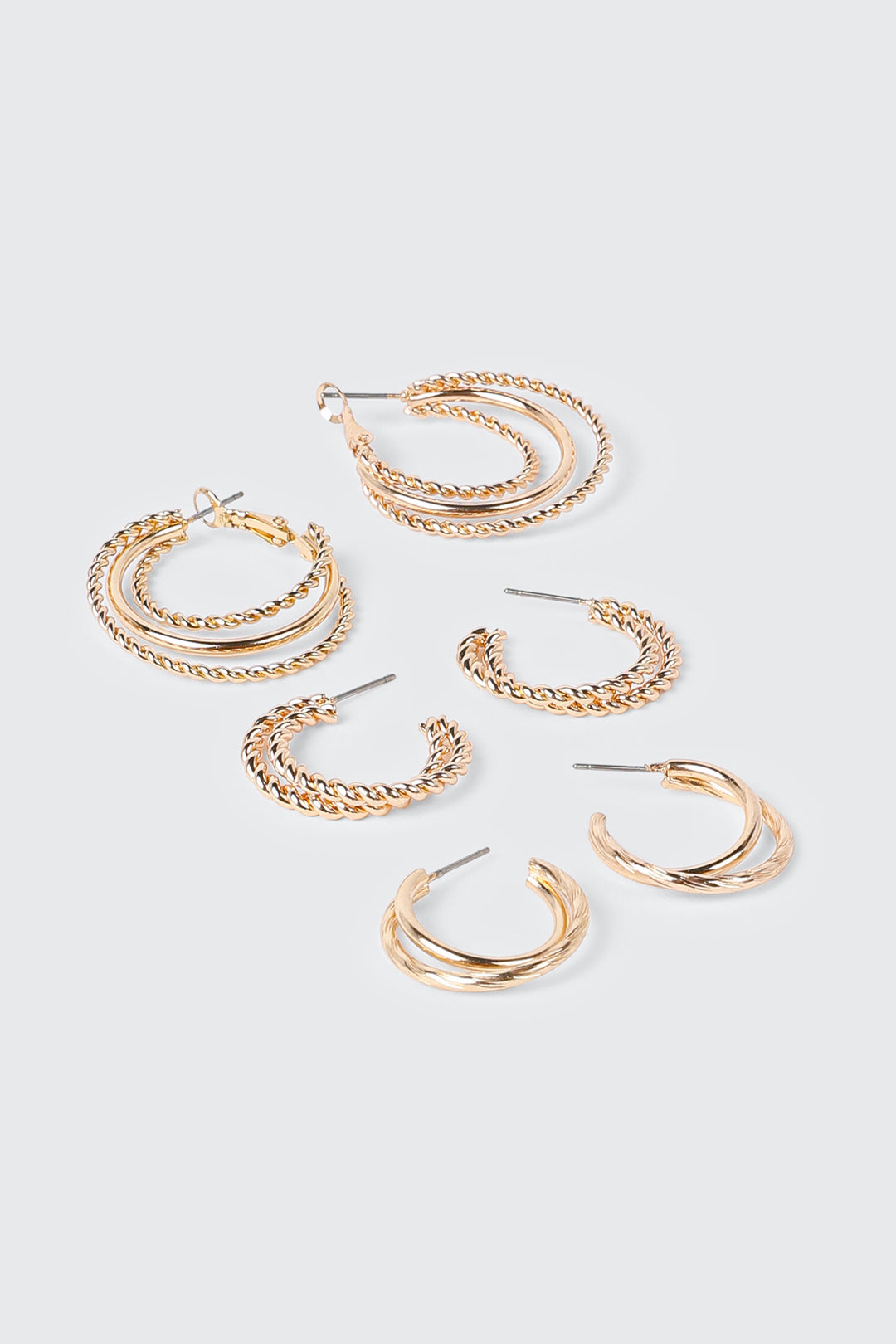 3-Pack Double Row Thin Hoops