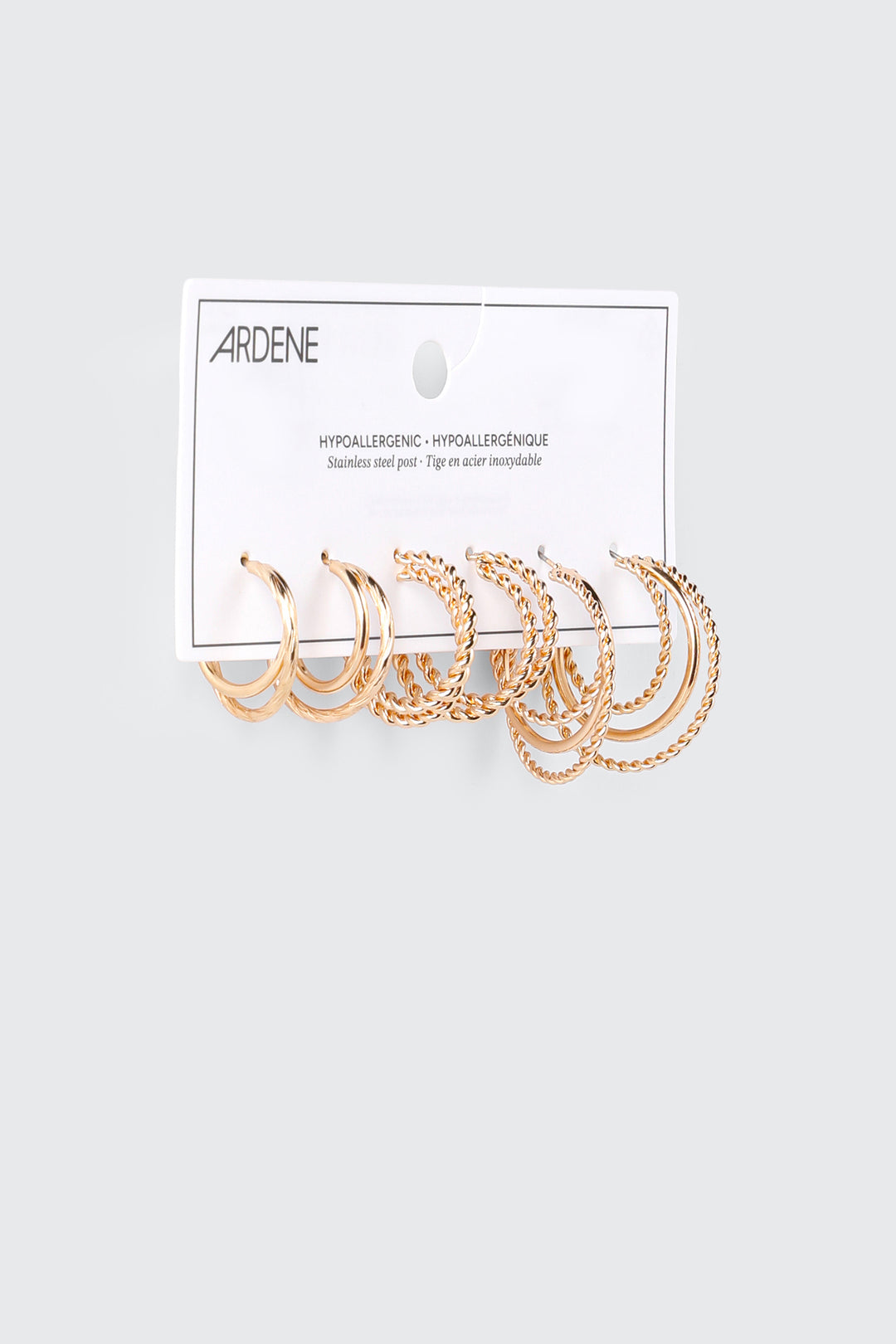 3-Pack Double Row Thin Hoops
