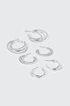 3-Pack Double Row Thin Hoops