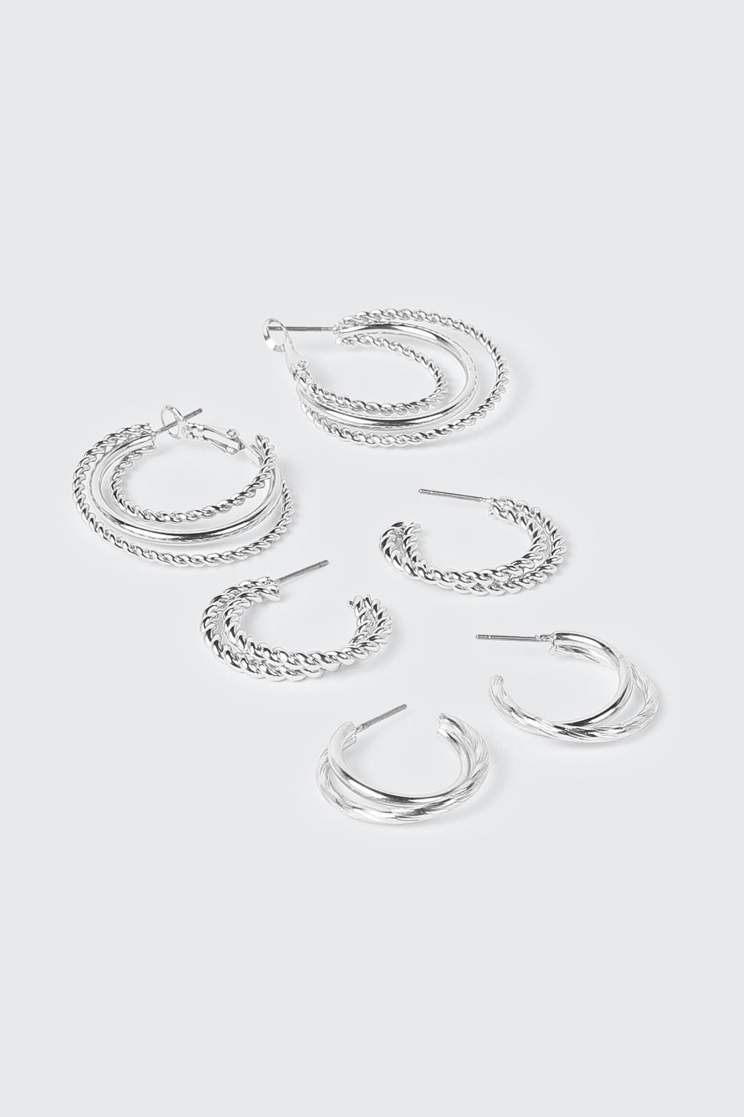 3-Pack Double Row Thin Hoops