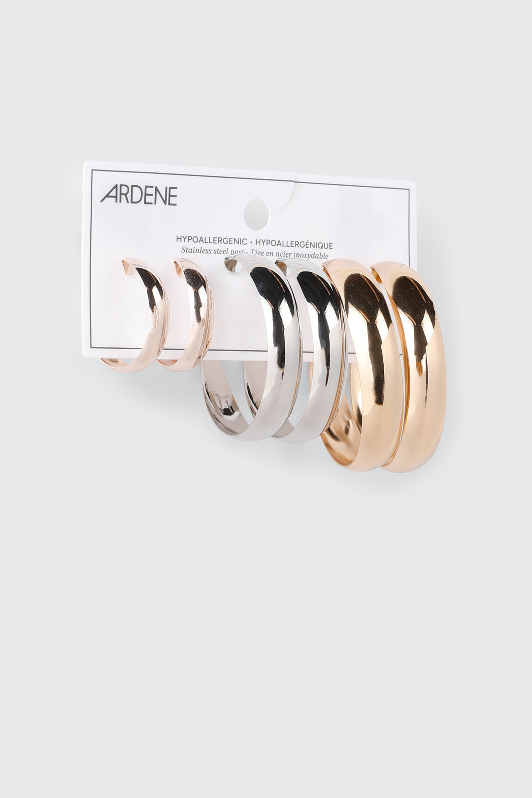 3-Pair Wide Hoop Earrings Set