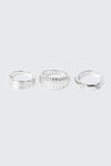 3-Pack Rivet and Stone Accent Rings