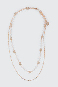 Two-Row Pearl and Bow Necklace