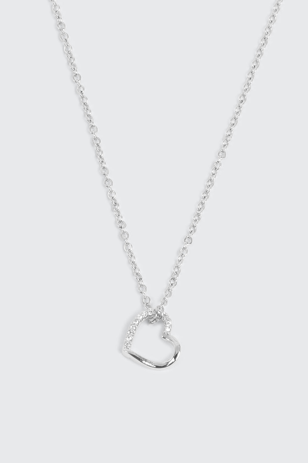 Collier cœur plaqué or blanc 14K