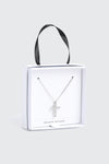 14K White Gold Plated Cross Necklace