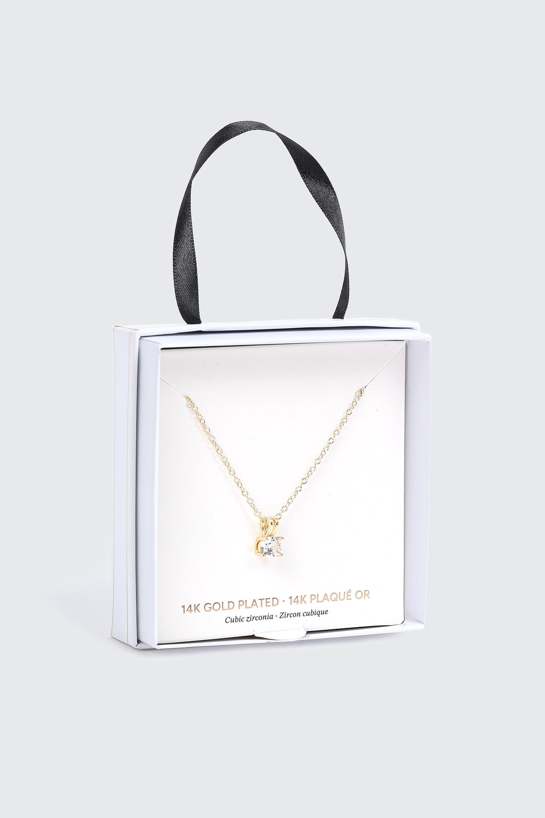 Collier solitaire plaqué or 14K