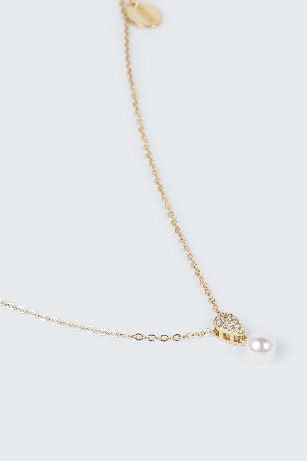 Collier pendentif perle et coeur plaqué or 14K