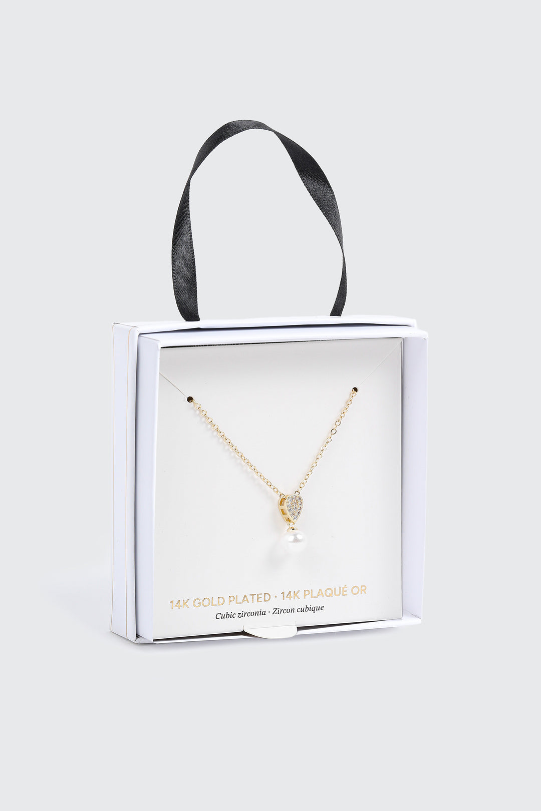 Collier pendentif perle et coeur plaqué or 14K