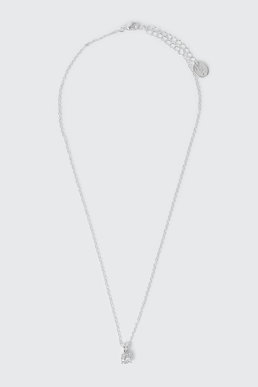 14K White Gold Solitaire Necklace