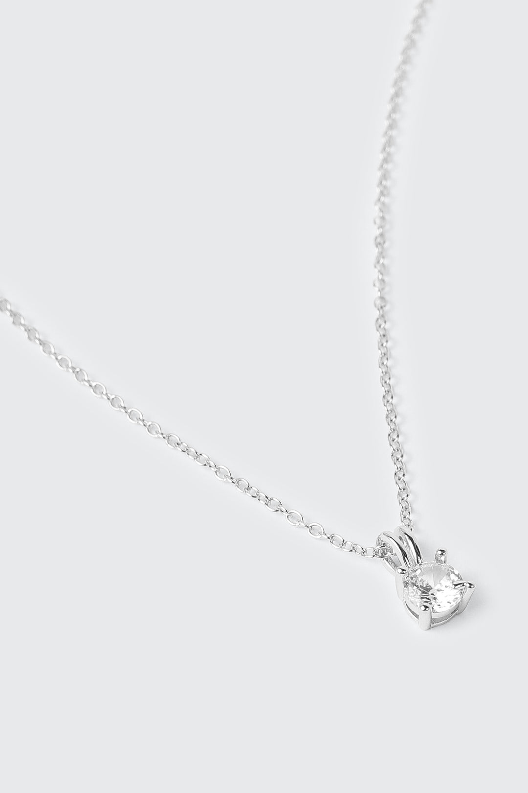 14K White Gold Solitaire Necklace