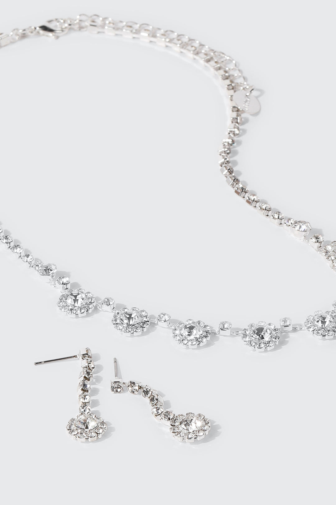 Floral Rhinestone Necklace Set