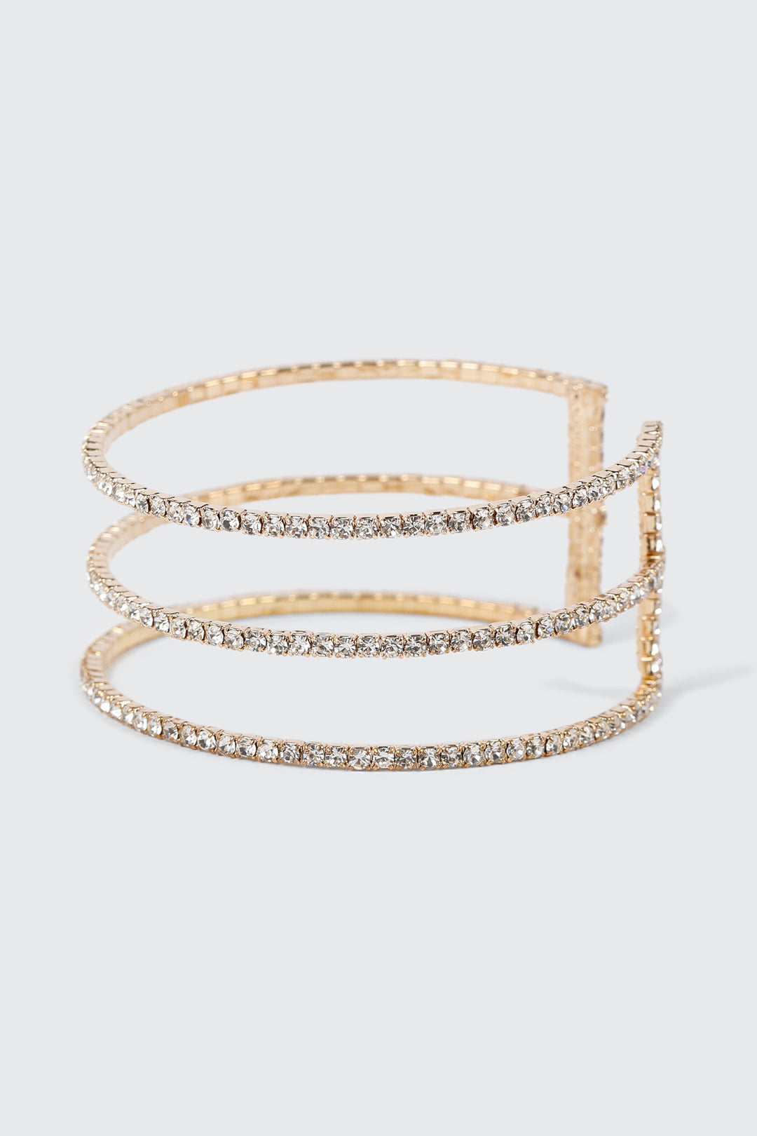 Bracelet jonc à 3 rangs de pierres du Rhin