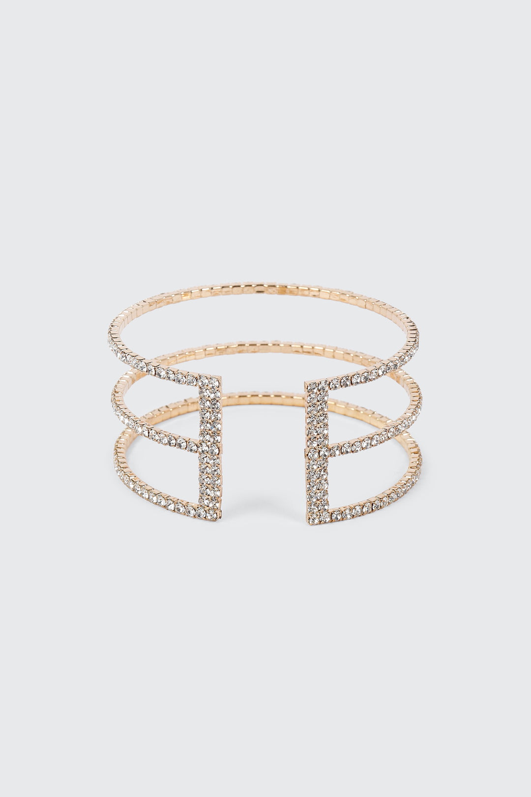 Bracelet jonc à 3 rangs de pierres du Rhin