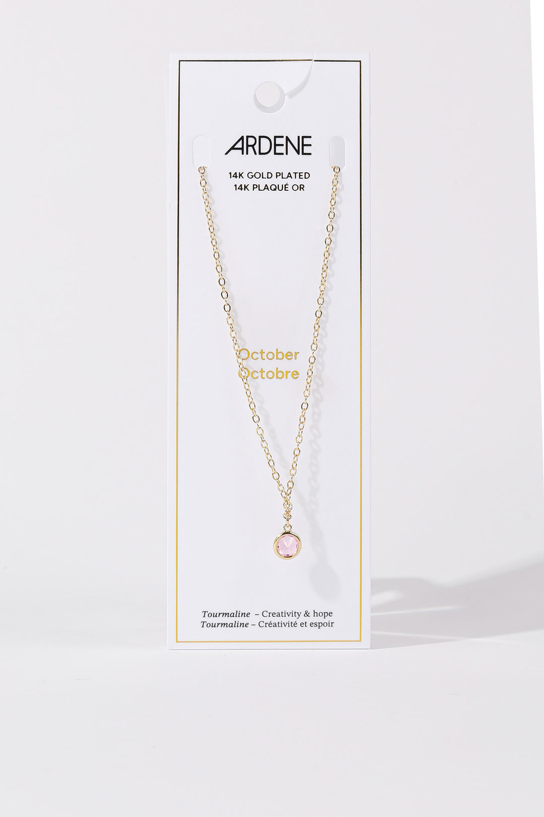 Collier plaqué or 14 k avec pierre de naissance d'octobre