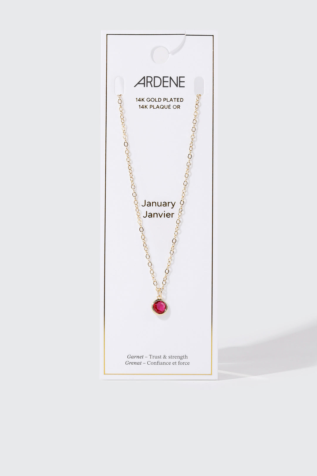 Collier plaqué or 14 k avec pierre de naissance de janvier