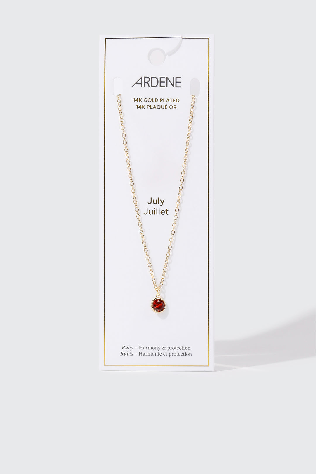 Collier plaqué or 14 k avec pierre de naissance de juillet