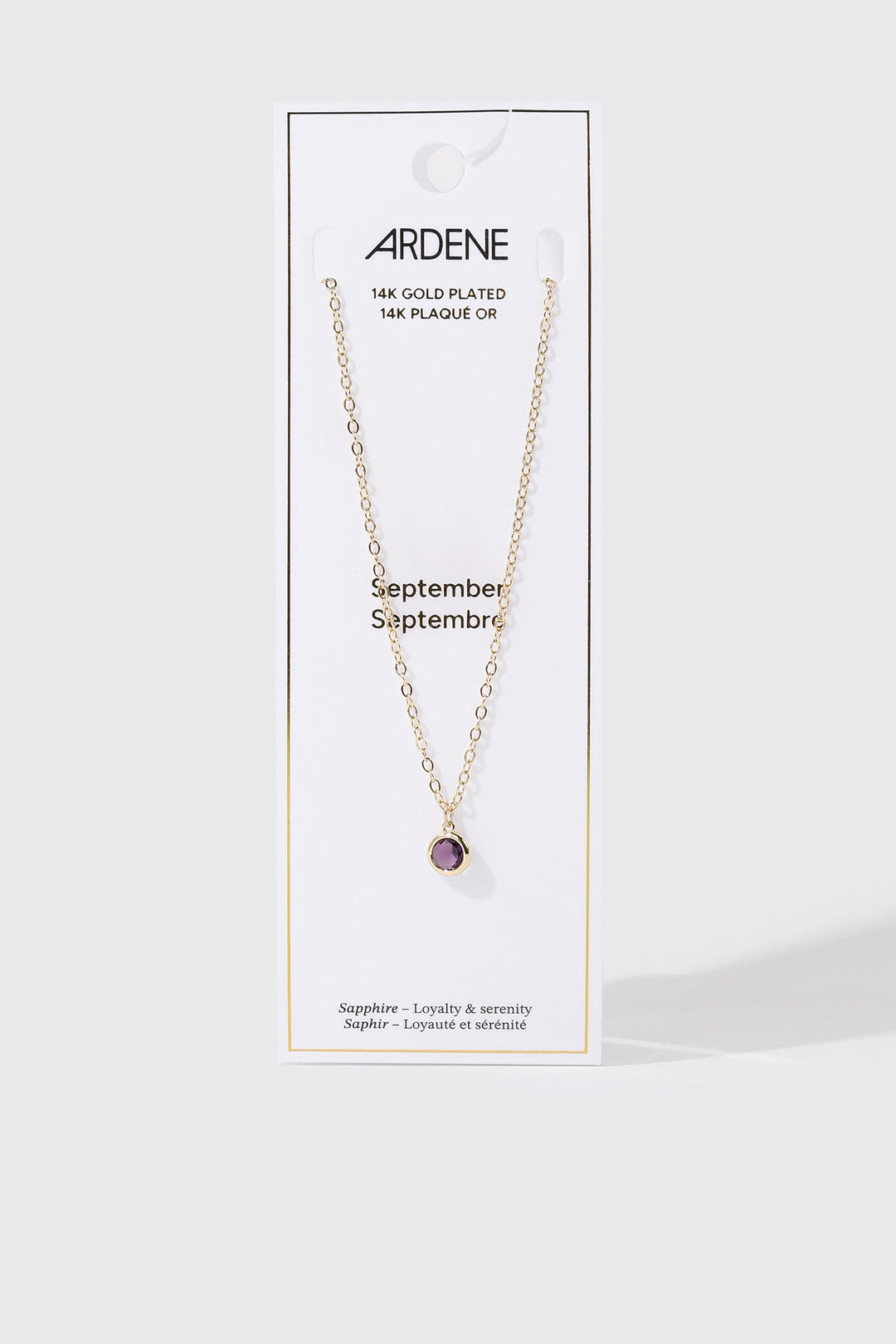 Collier plaqué or 14 k avec pierre de naissance de septembre