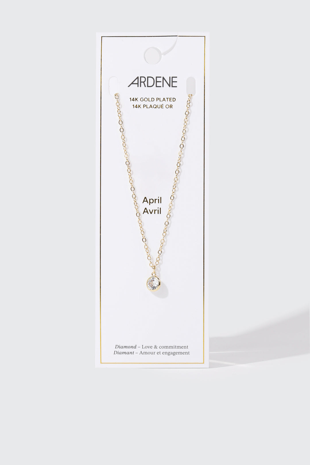Collier plaqué or 14 k avec pierre de naissance d'avril