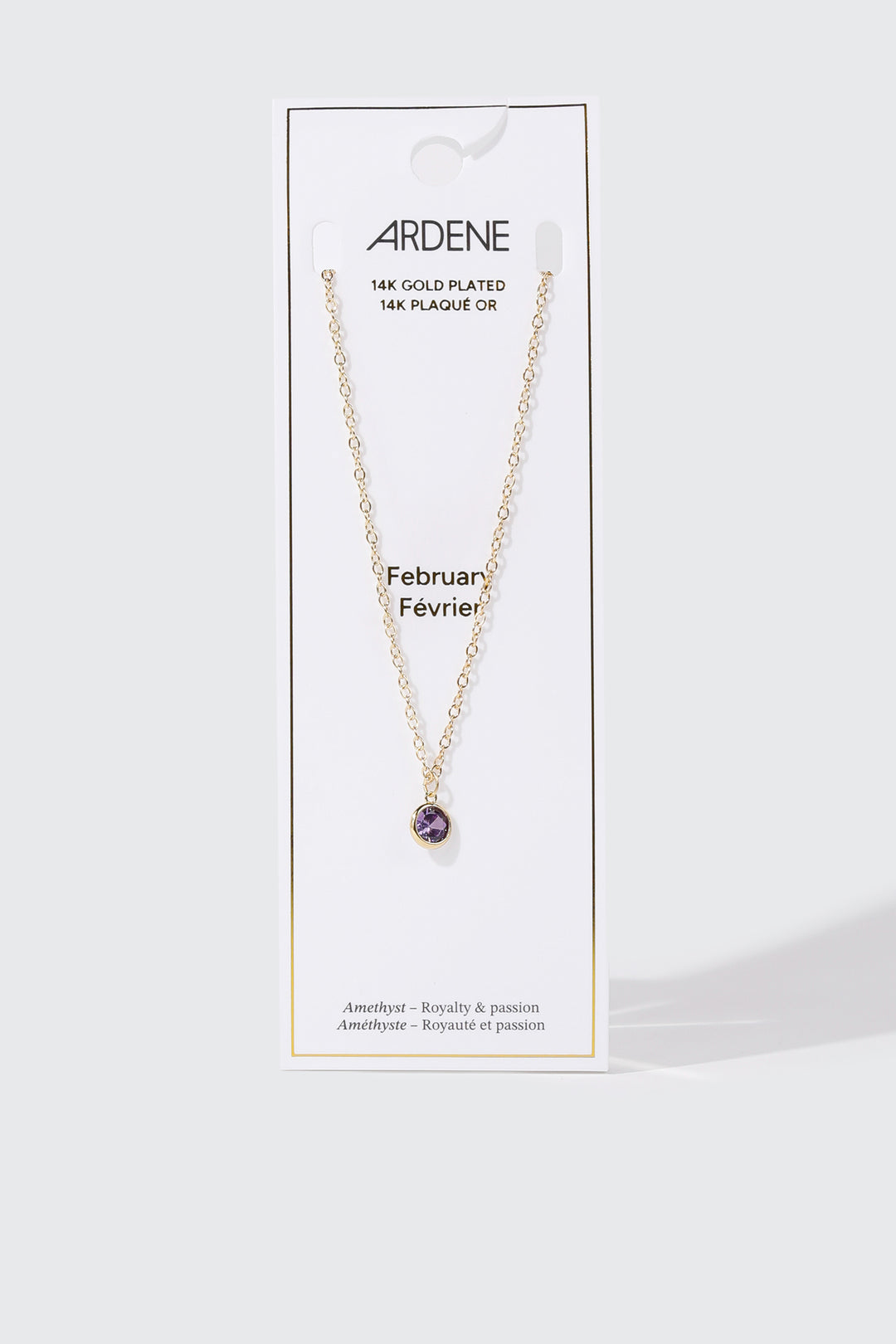 Collier plaqué or 14 k avec pierre de naissance de février