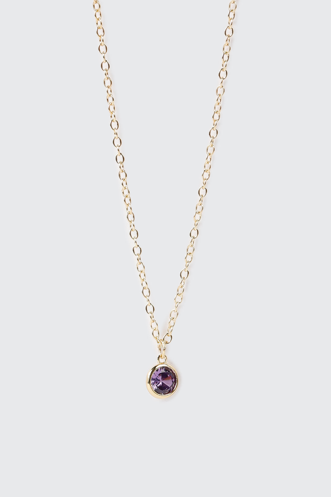Collier plaqué or 14 k avec pierre de naissance de février