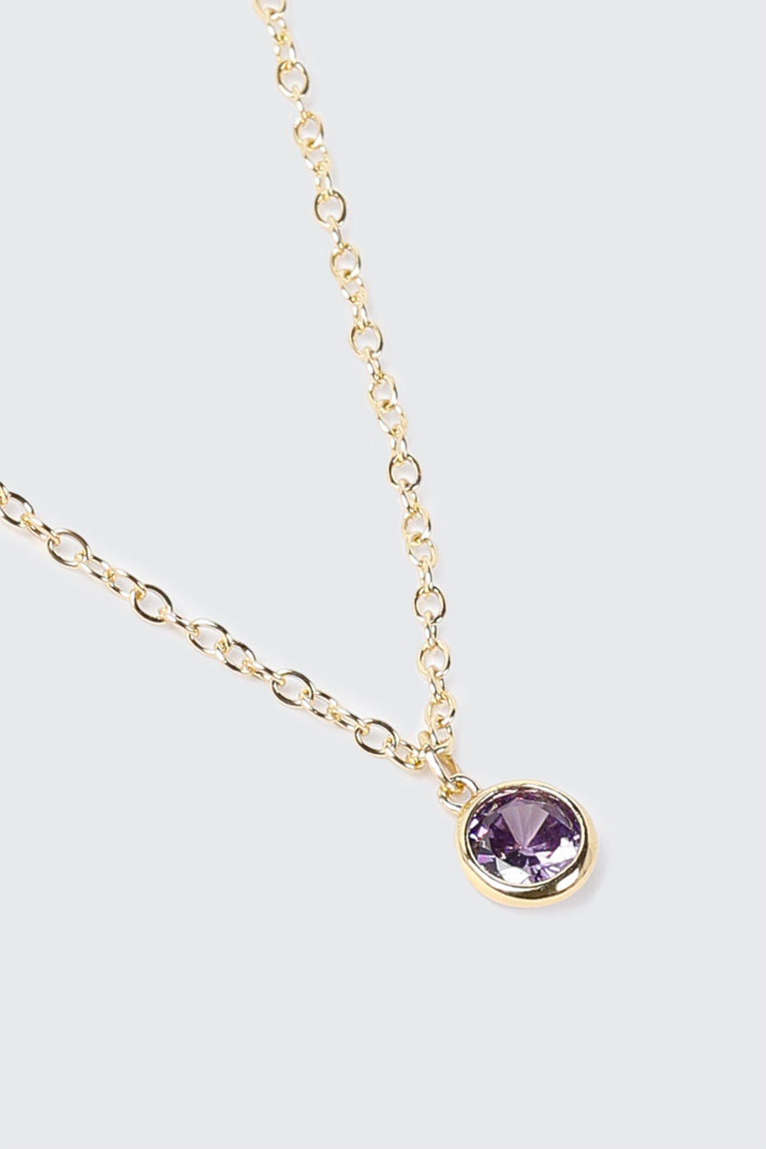 Collier plaqué or 14 k avec pierre de naissance de février