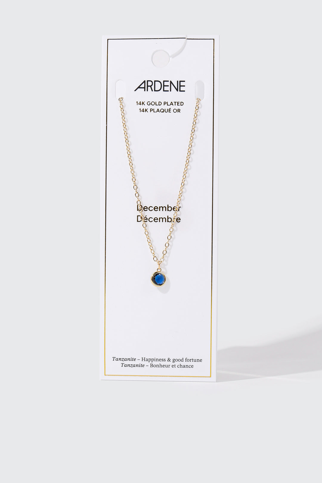 Collier plaqué or 14 k avec pierre de naissance de décembre